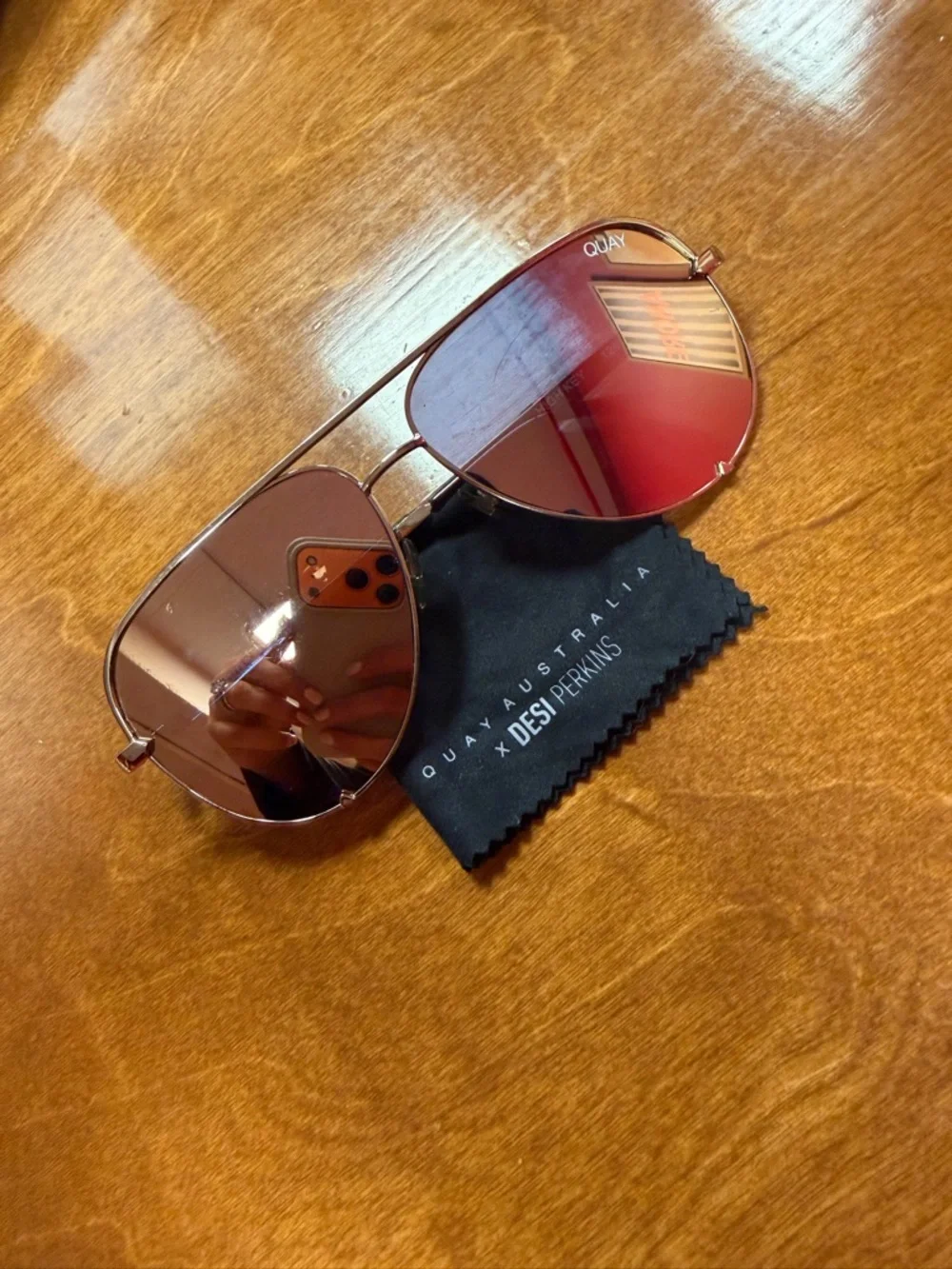 Quay Australia Gold Mirrored Aviator Sunglasses - Picture 6 of 9